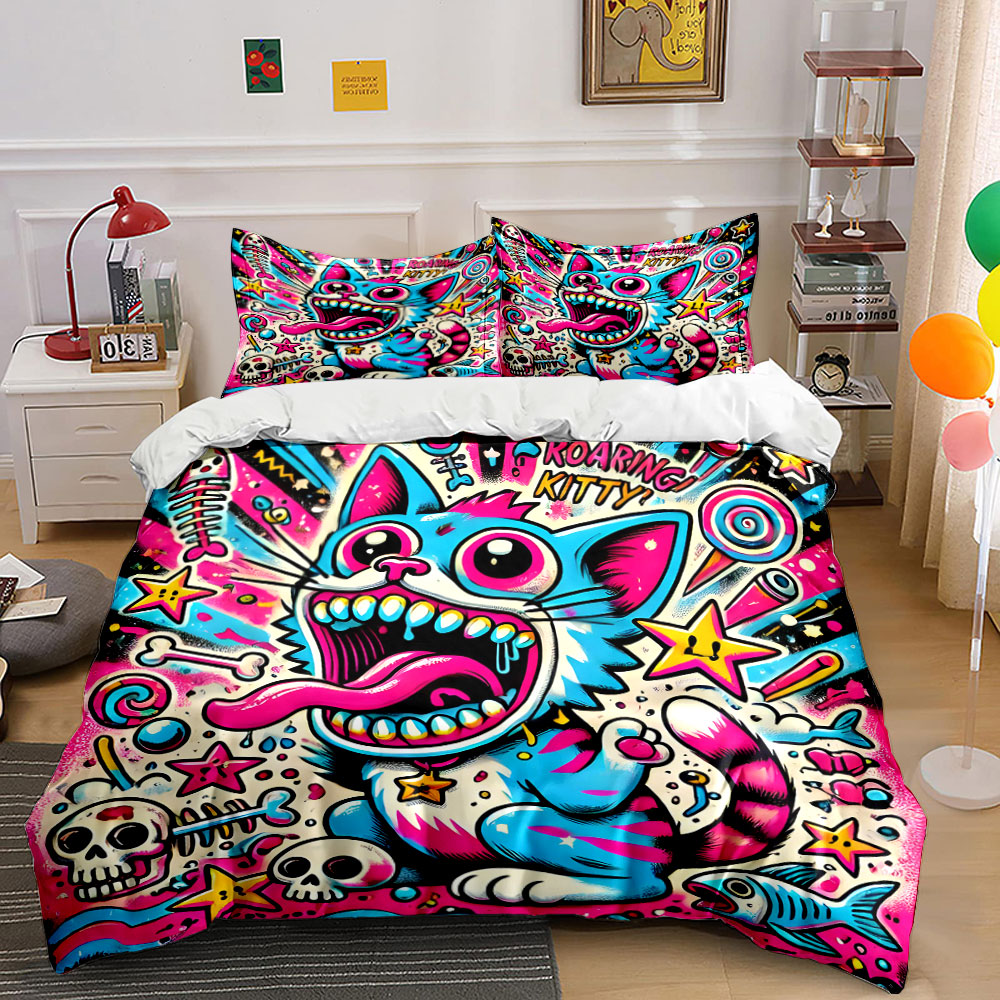 Duvet Cover Sets With Zipper - طقم غطاء لحاف بنمط قطة مجنحة