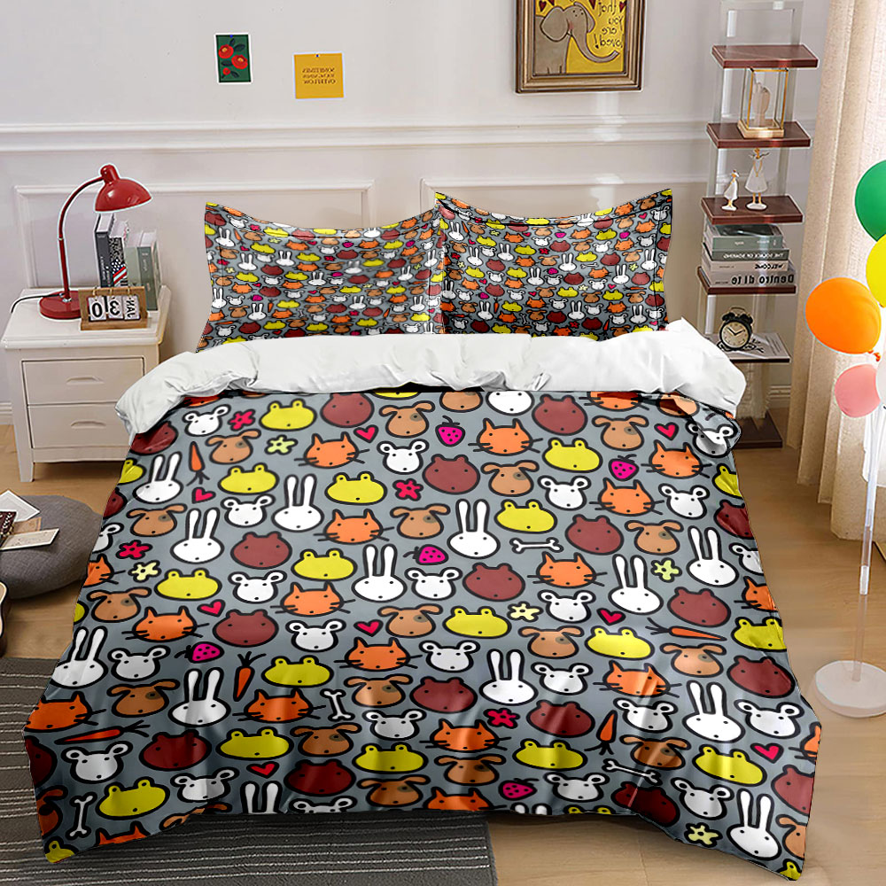 Duvet Cover Sets With Zipper - طقم غطاء لحاف بنمط وجه حيوان