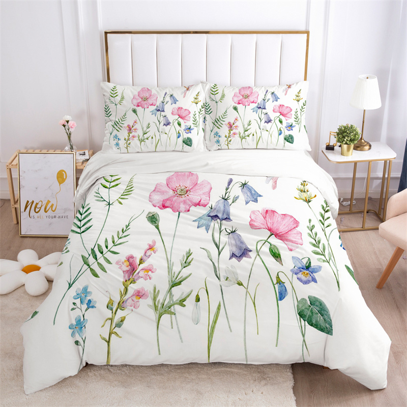 Aesthetic Floral Duvet Cover - الأزهار يترك طقم سرير ستوكات فراشة