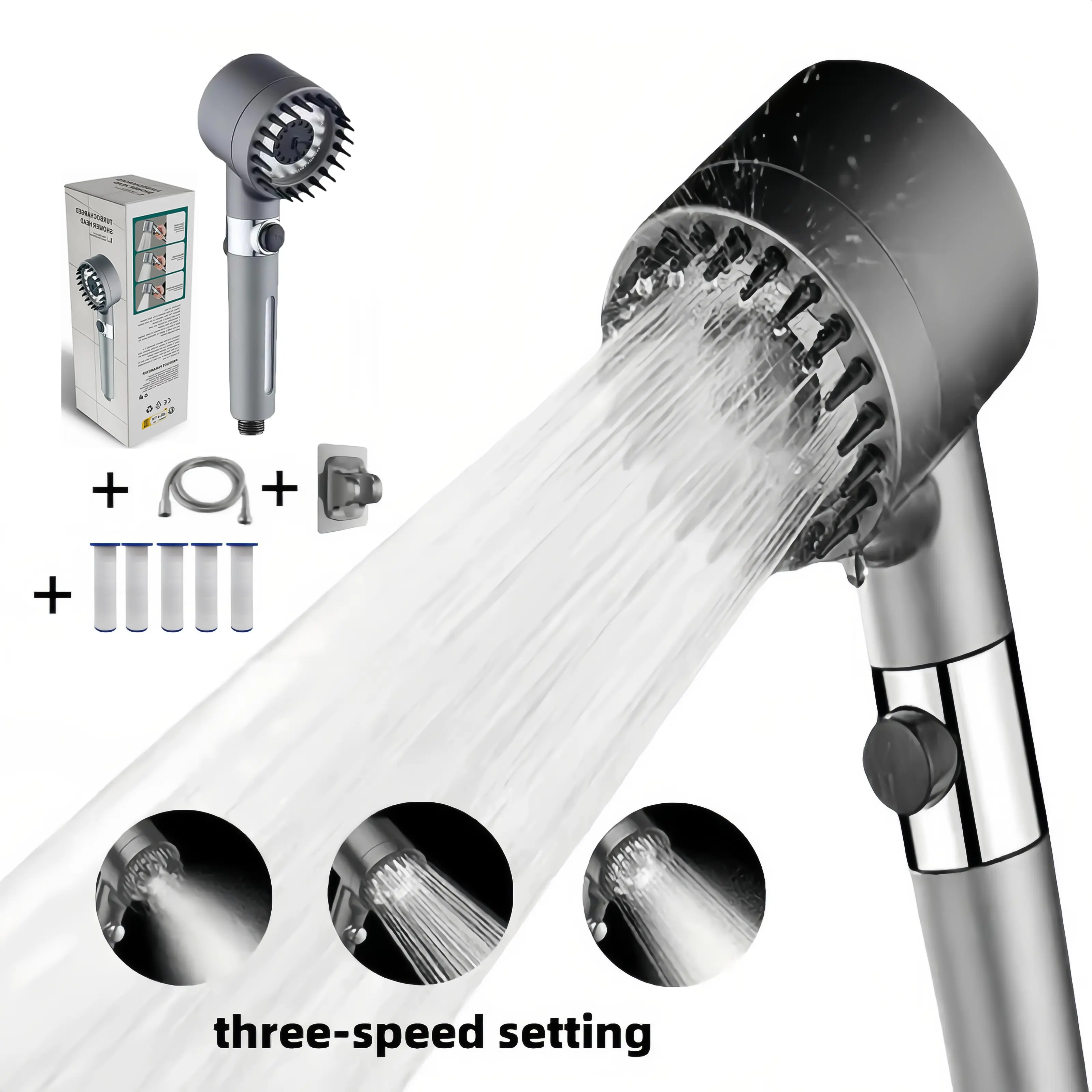 High Pressure Shower Head Handheld - رأس دش يدوي عالي الضغط مع