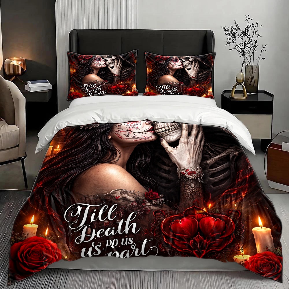 طقم غطاء لحاف بتصميم جمجمة وور - مراجعة Duvet Cover Sets With Zipper وسعره
