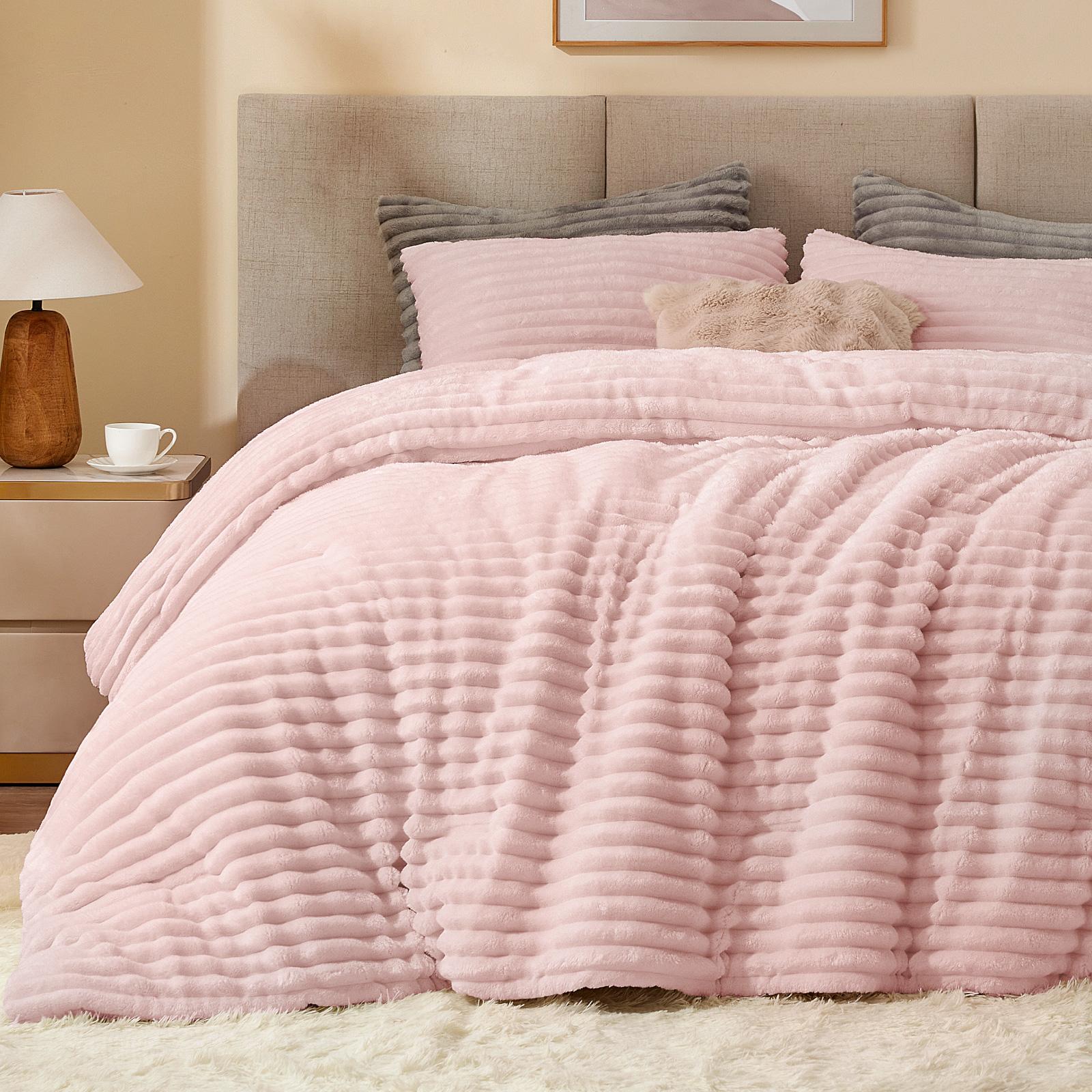 طقم لحاف فرو ناعم للغاية وسميك - مراجعة Fluffy Fleece Comforter King Size وسعره
