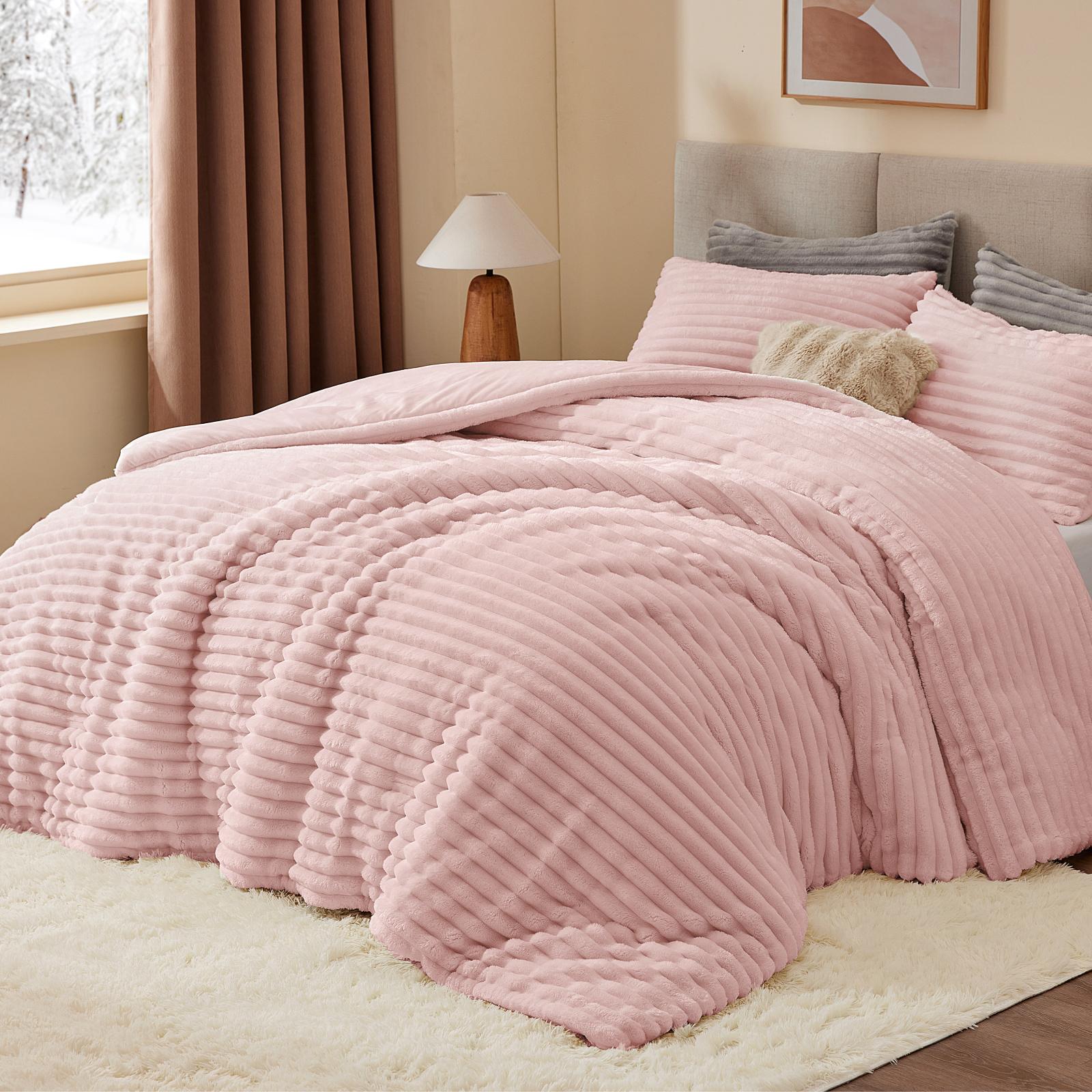 طقم لحاف فرو ناعم للغاية وسميك - مراجعة Fluffy Fleece Comforter King Size وسعره