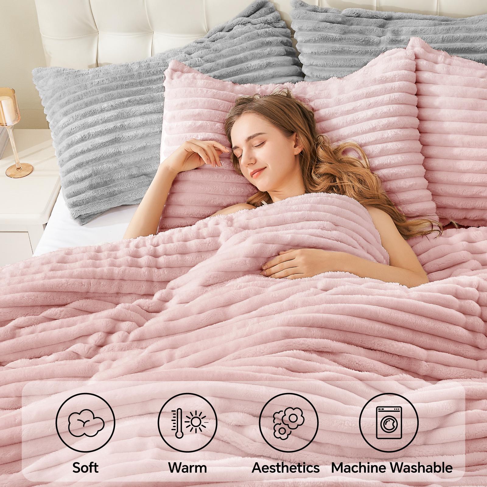 طقم لحاف فرو ناعم للغاية وسميك - مراجعة Fluffy Fleece Comforter King Size وسعره