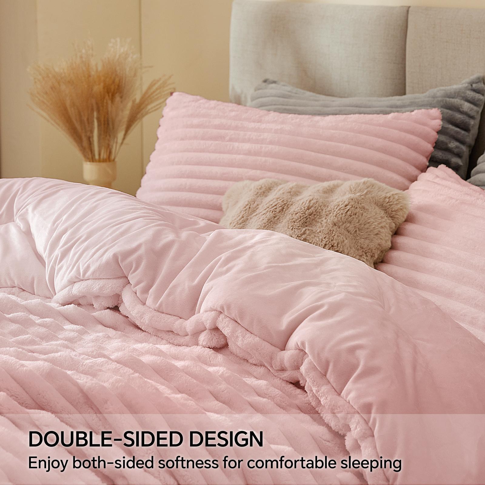 طقم لحاف فرو ناعم للغاية وسميك - مراجعة Fluffy Fleece Comforter King Size وسعره